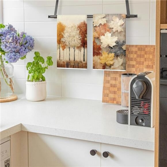 TAJWE Fall Kitchen Towels 18x26 Inch Set of 2 Maple Leaves Trees‎ Autumn Dish - Picture 4 of 7